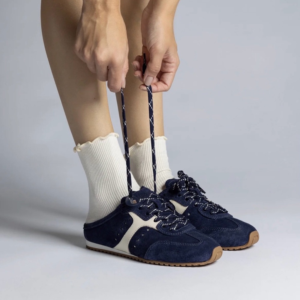 Larroude Navy and Cream Women's Sneakers